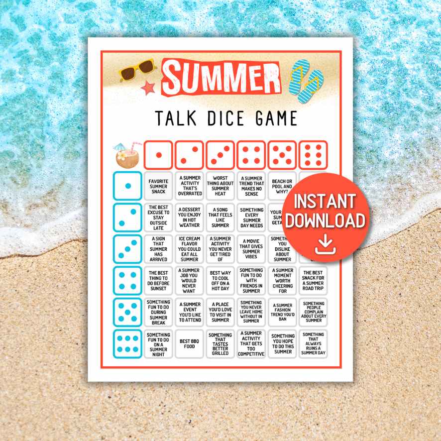 summer talk dice game printable