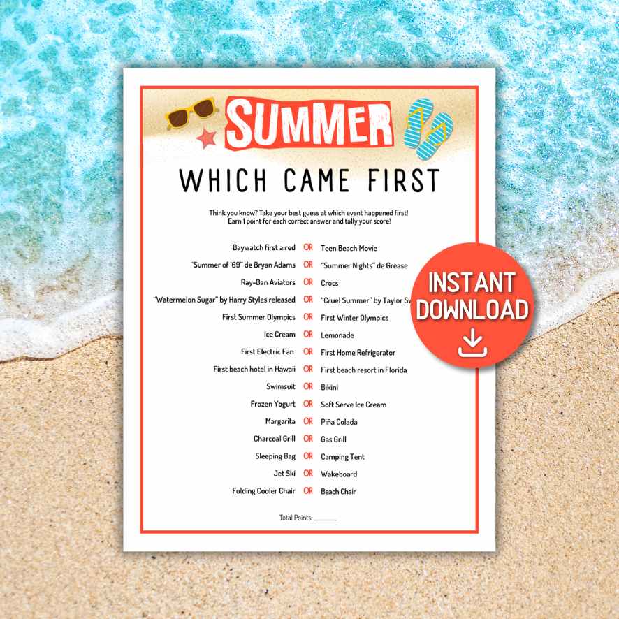 beach trivia party game