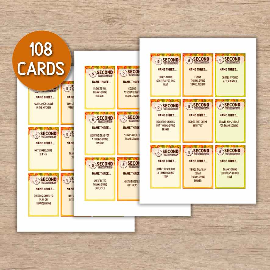 thanksgiving 5 second cards