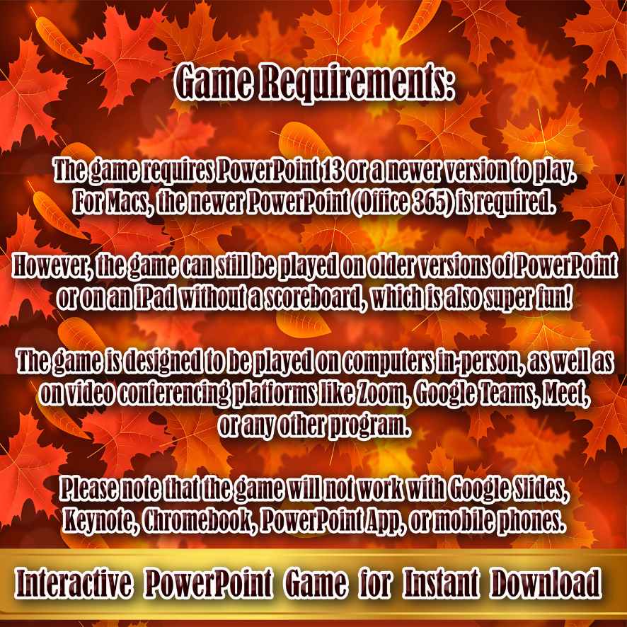 Instant Download Thanksgiving games