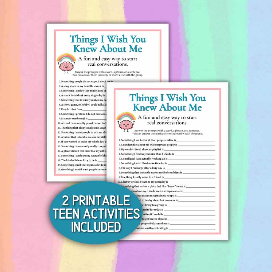 teen wellness worksheet printable