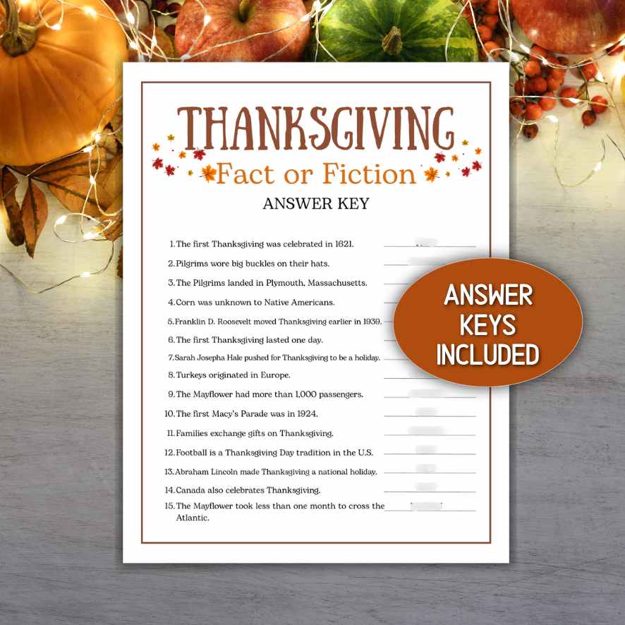 thanksgiving fact or fiction quiz