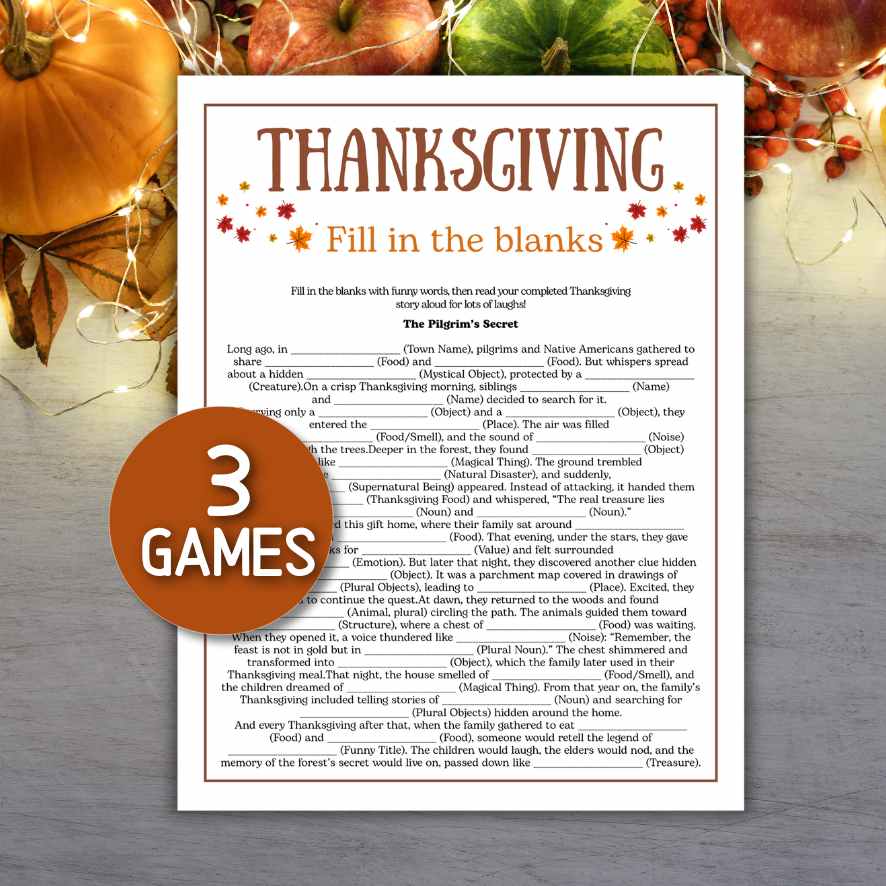 thanksgiving day mad libs