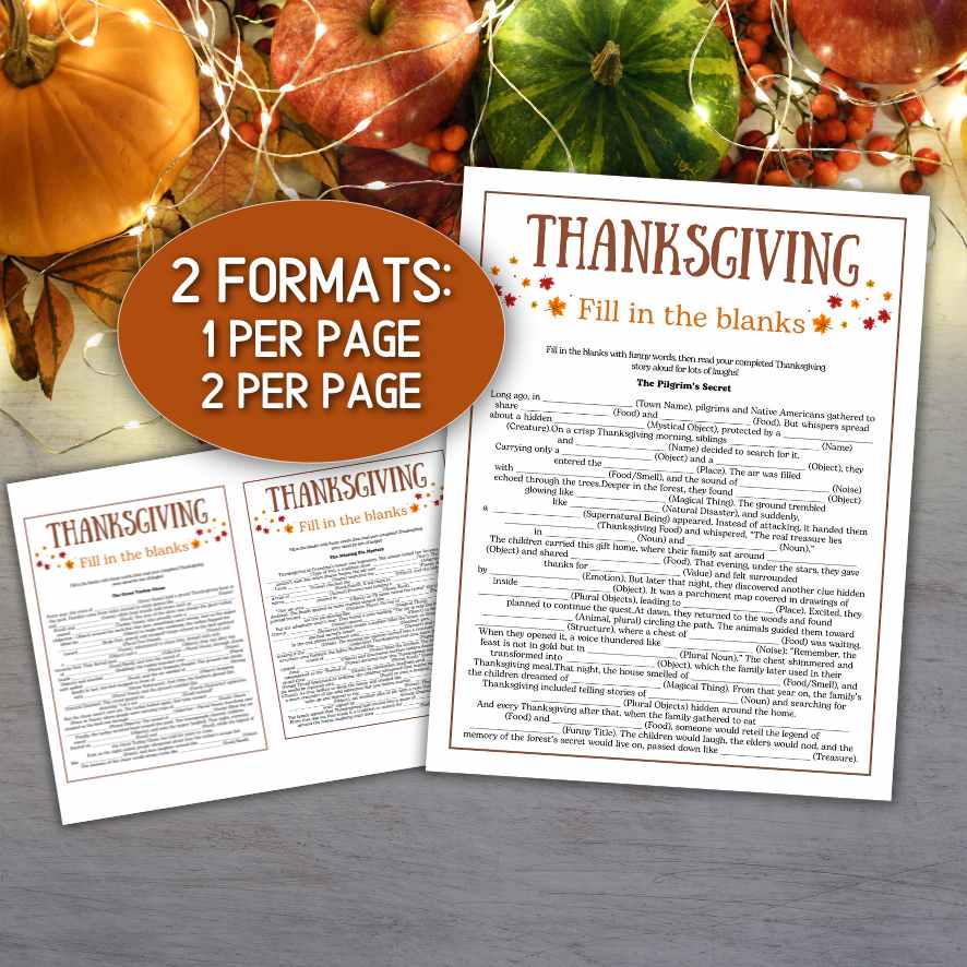 thanksgiving mad libs printable game
