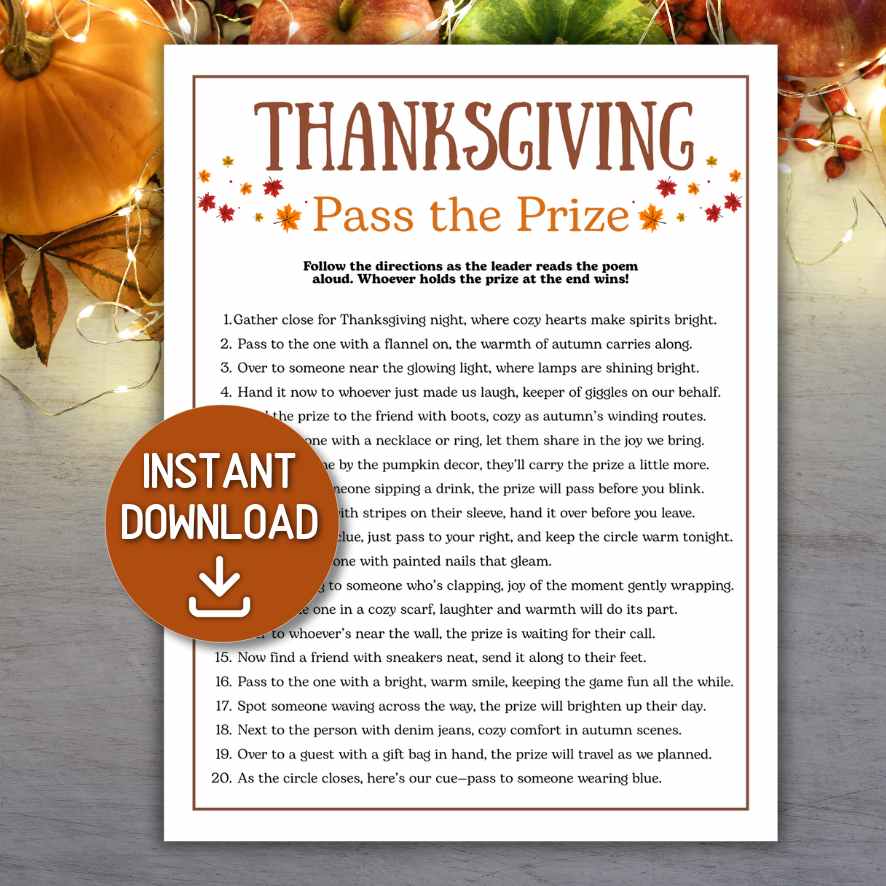 thanksgiving pass the prize