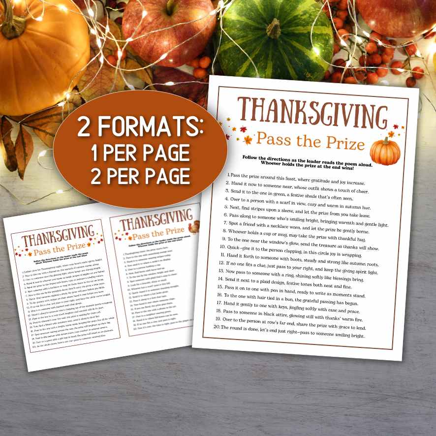 pass the prize game printable