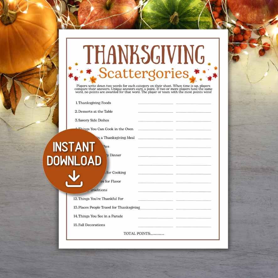 thanksgiving scattergories