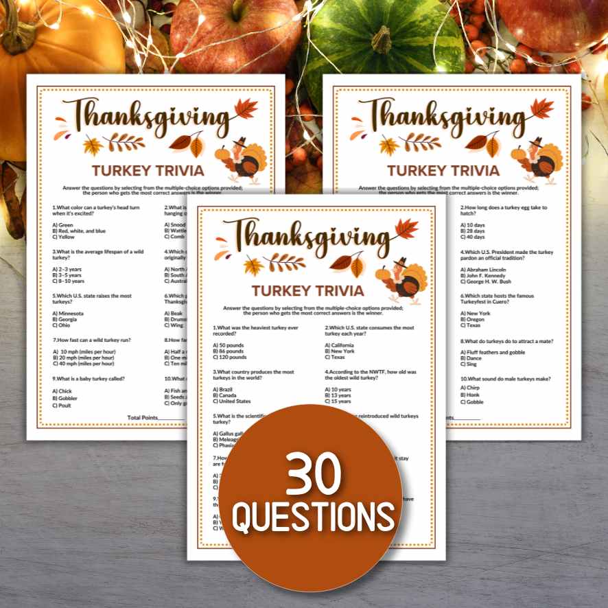 thanksgiving trivia multiple choice

