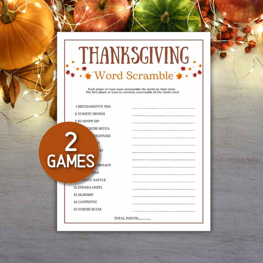thanksgiving word scramble printable