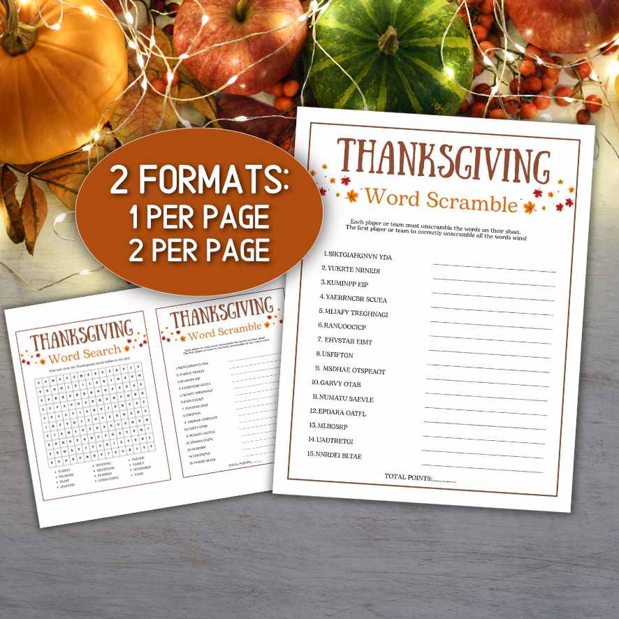thanksgiving word games