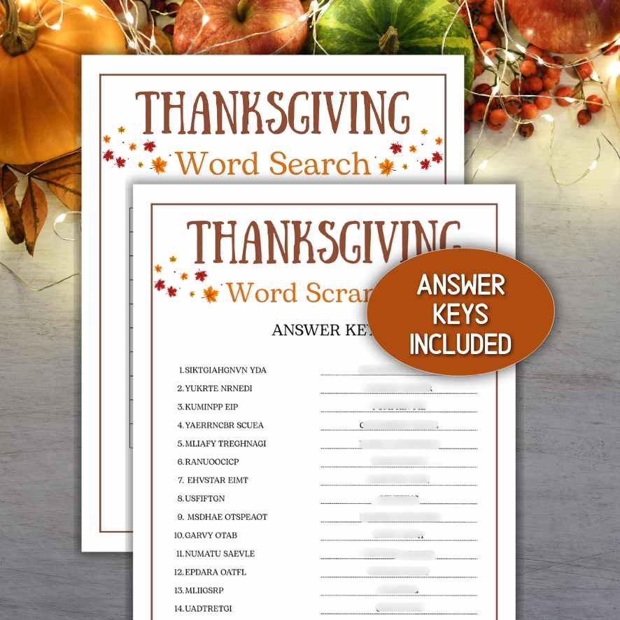 thanksgiving word scramble for adults
