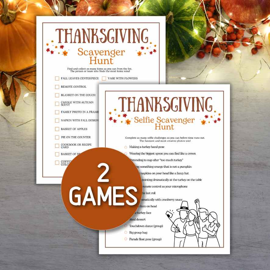 thanksgiving selfie scavenger hunt printable