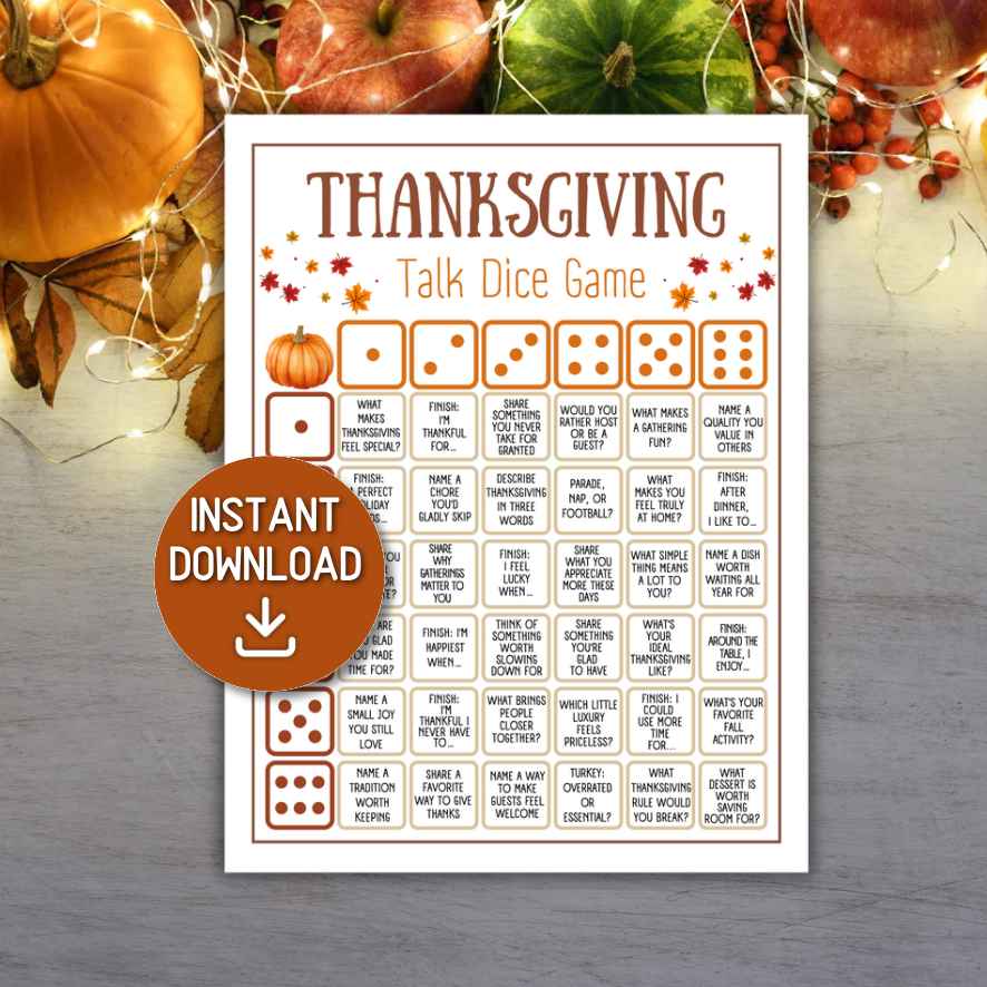 thanksgiving conversation dice game printable

