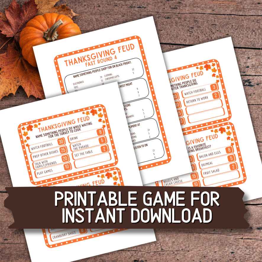 Thanksgiving Feud Questions