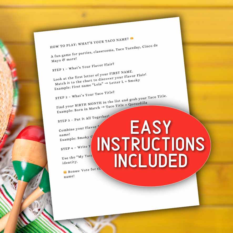 What's Your Taco Name? – Cinco de Mayo Party Game for All Ages – The Game Room what-s-your-taco-name-cinco-de-mayo-party-game-for-all-ages-the-game-room