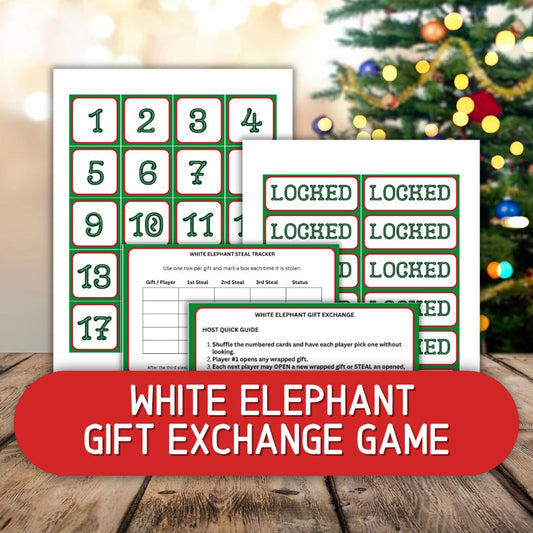 white elephant gift exchange kit