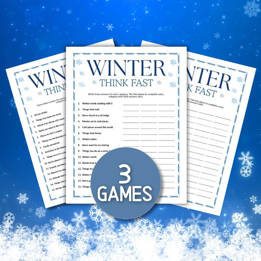 winter think fast game printable