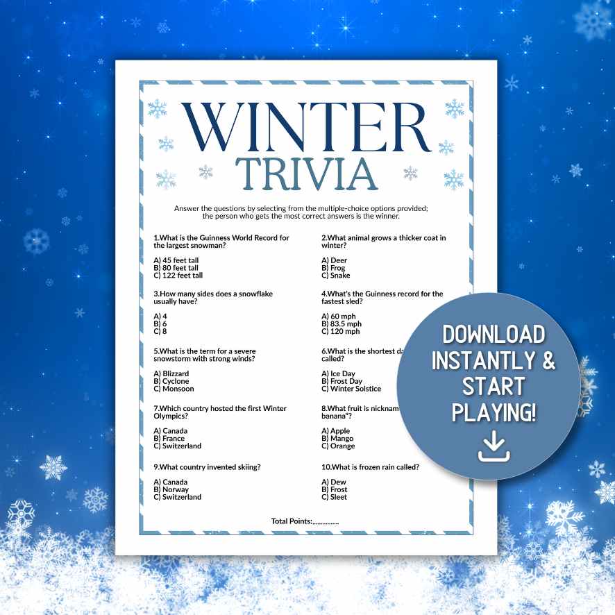 winter quiz printable