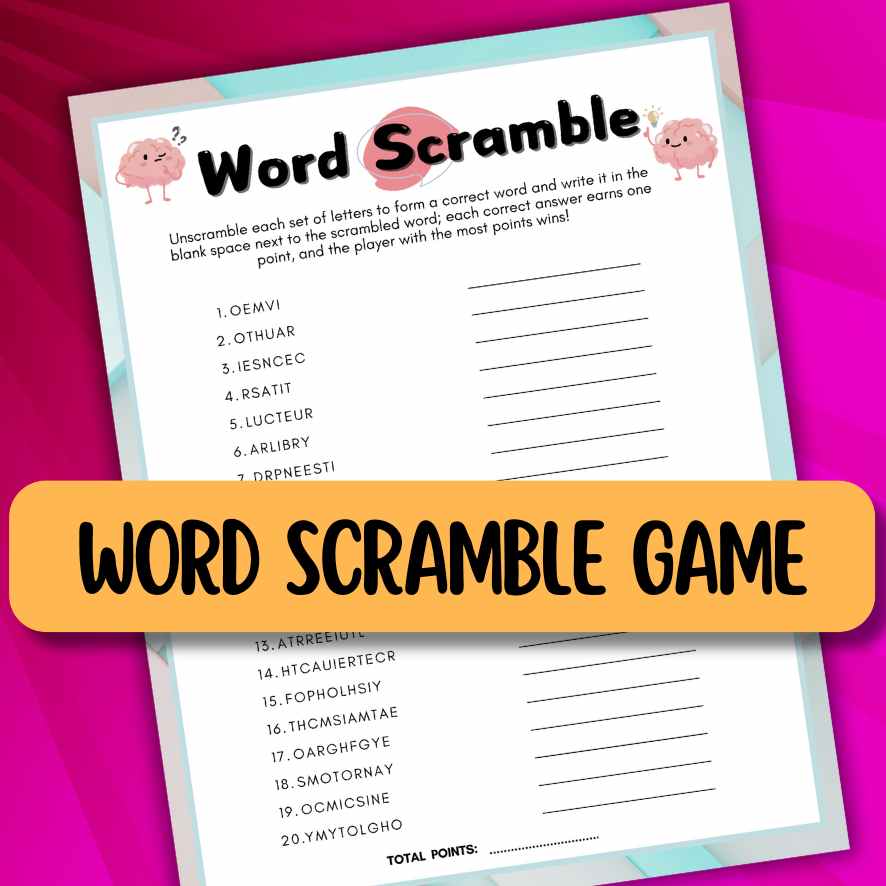 WORD SCRAMBLE GAME PRINTABLE – The Game Room
