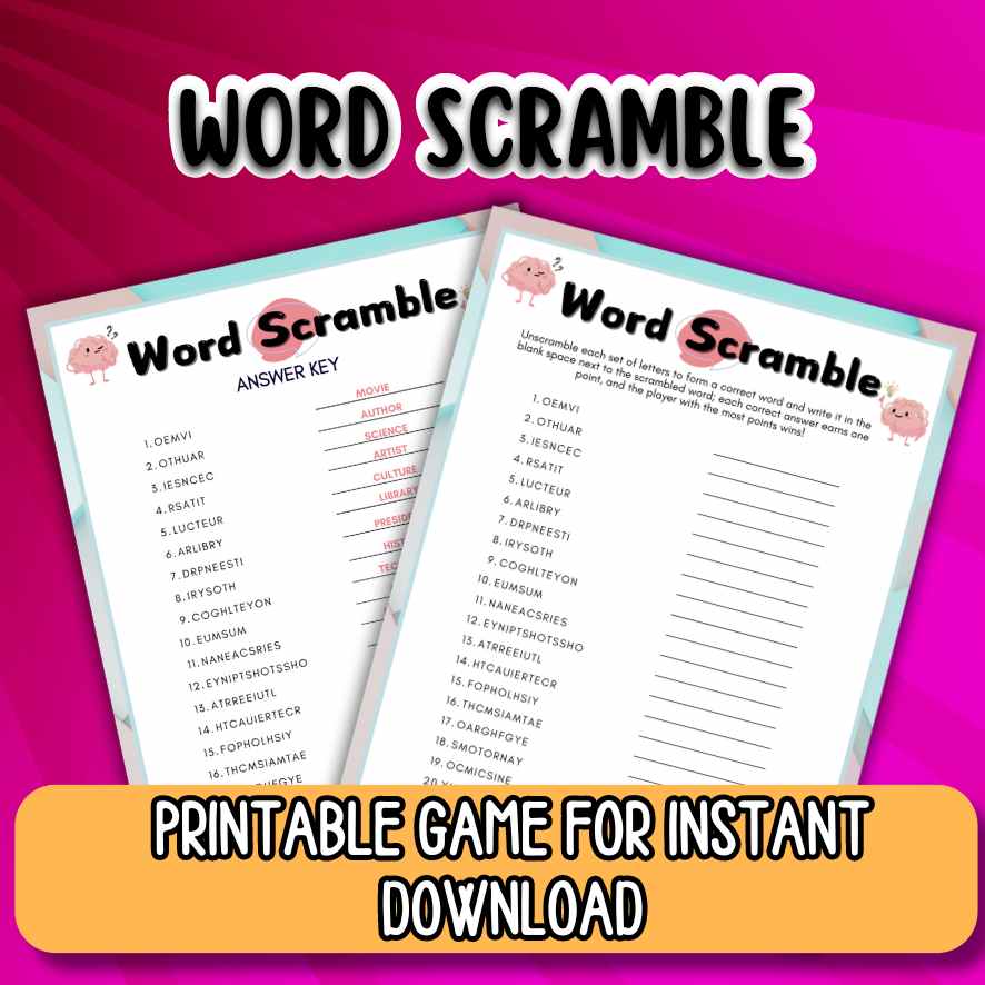 word scramble game printable