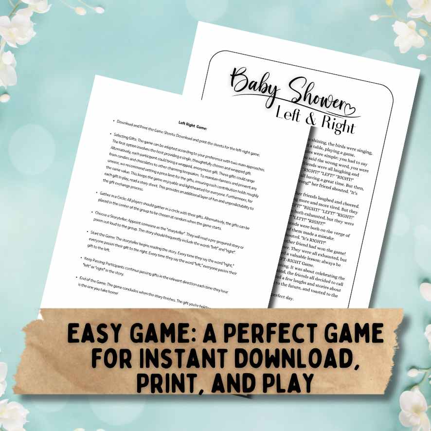 LEFT RIGHT BABY SHOWER GAME PRINTABLE – The Game Room