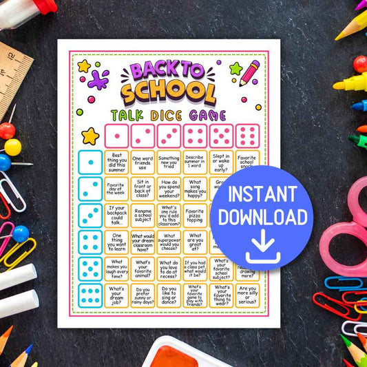 back to school talk dice game