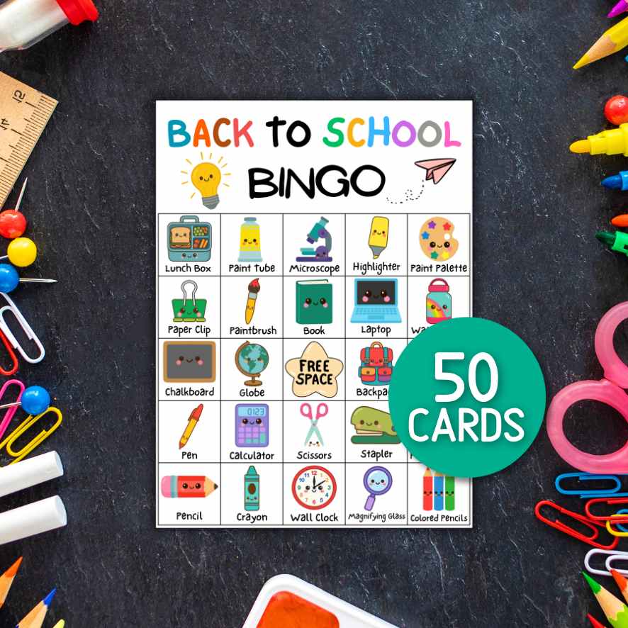 first day of school bingo cards