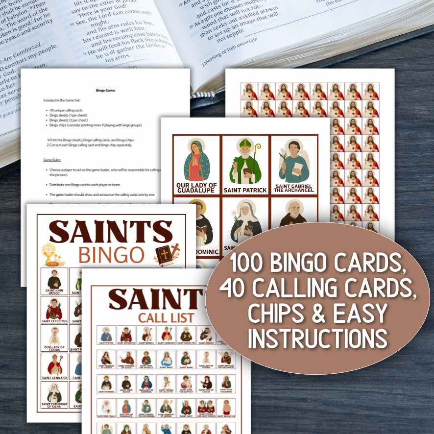 saint´s day catholic saints bingo cards