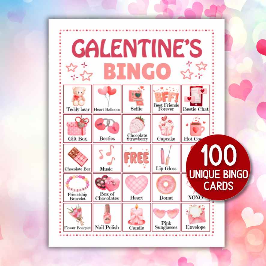 galentines bingo 100 cards

