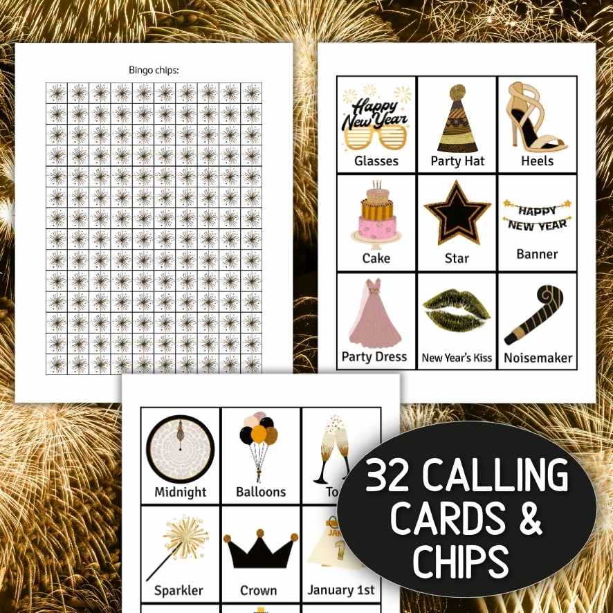 new years bingo cards