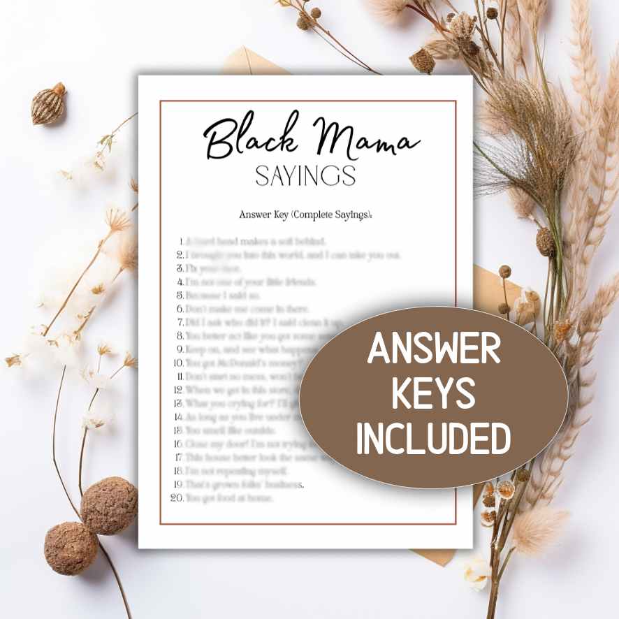 black mama sayings baby shower game