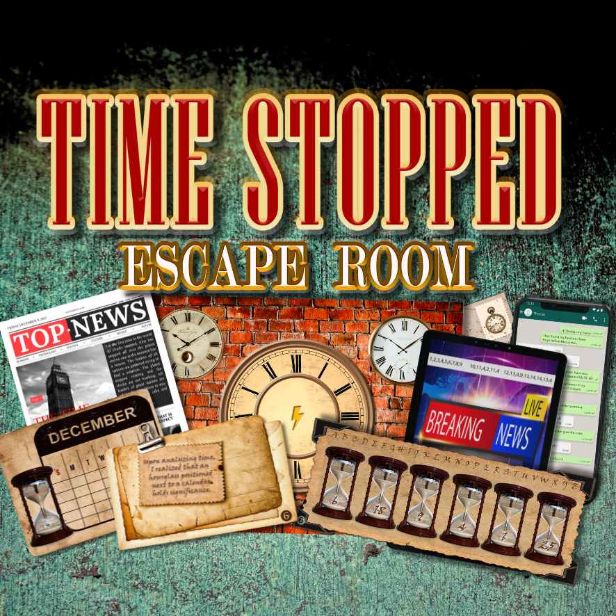 TIME STOPPED ESCAPE ROOM-PRINT AND PLAY – The Game Room