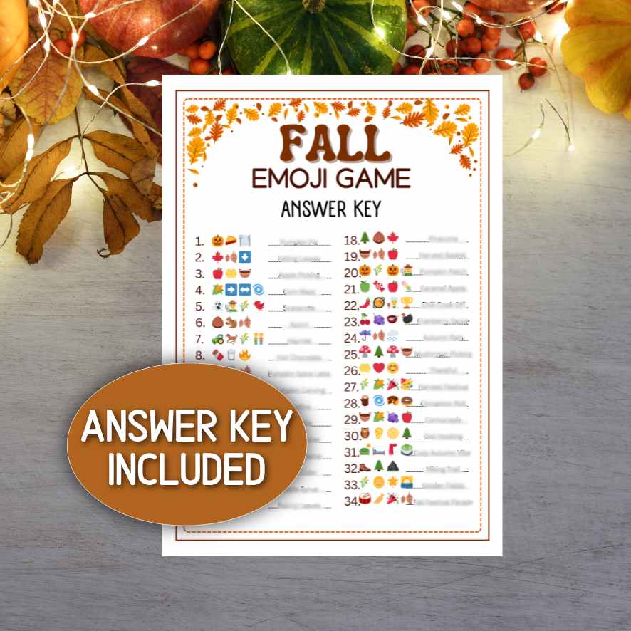 fall emoji pictionary with answers