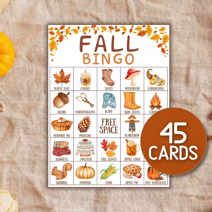 autumn family bingo cards