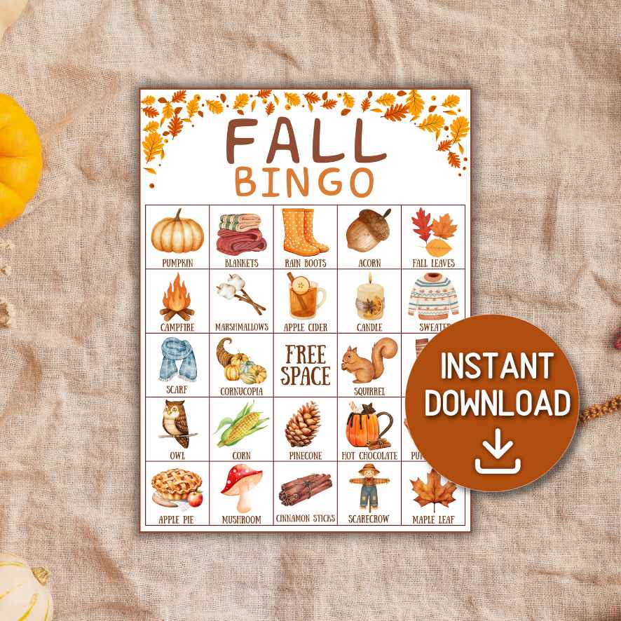 autumn watercolor bingo cards