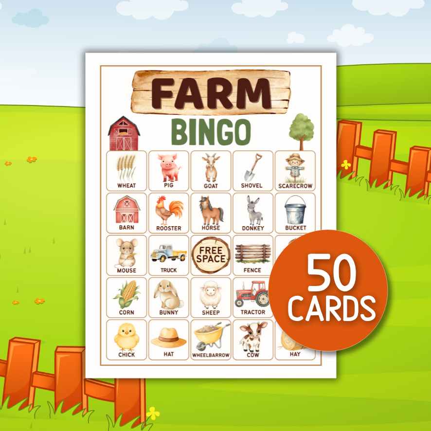 farm animals bingo cards