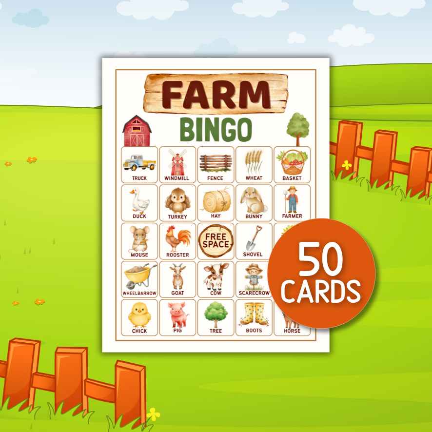 farm animals bingo game
