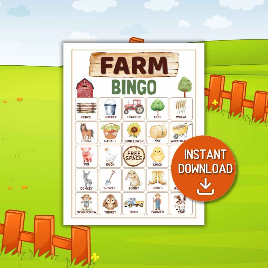 farm animal bingo for kids