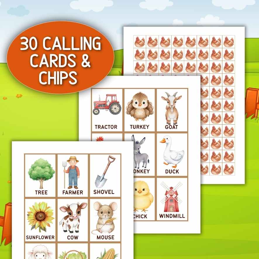 farm fall harvest bingo