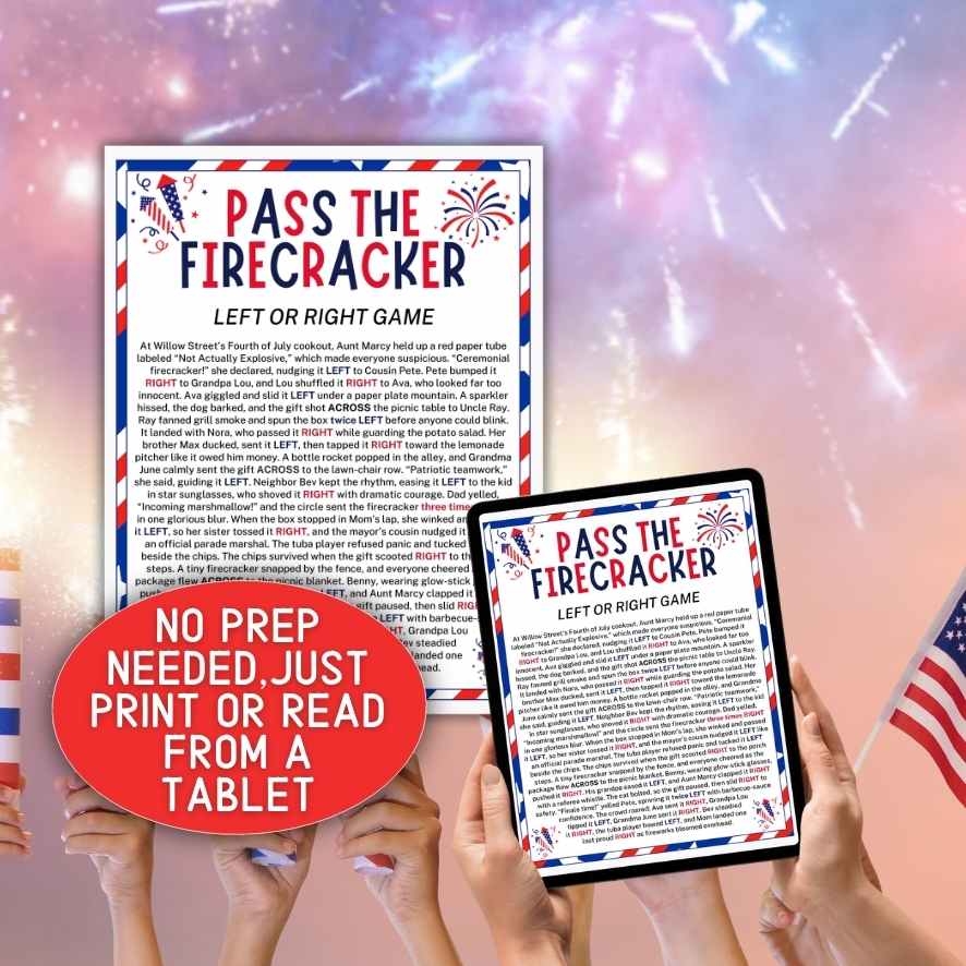 printable 4th of july left right game