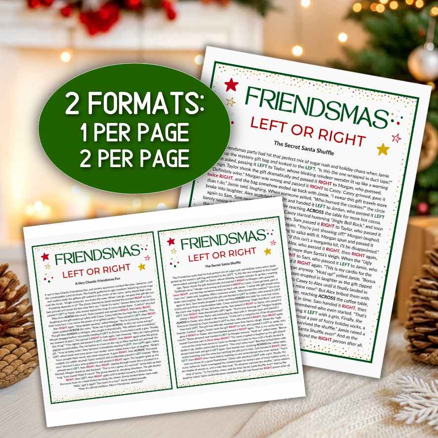 holiday left right game story printable