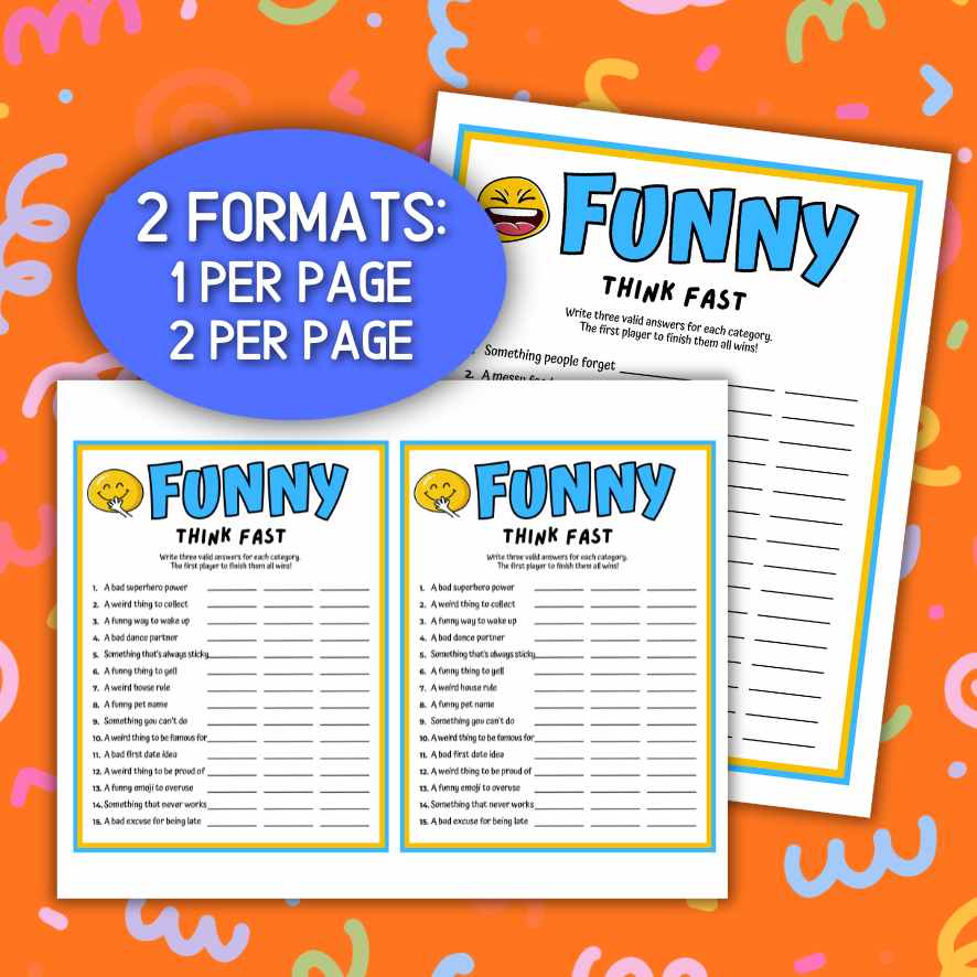 printable think fast game

