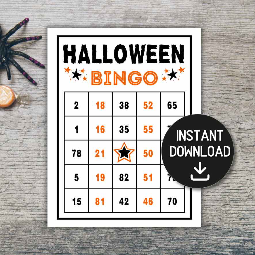 halloween number bingo cards
