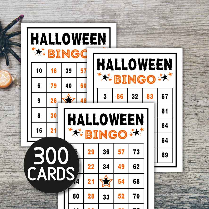 halloween number bingo cards printable