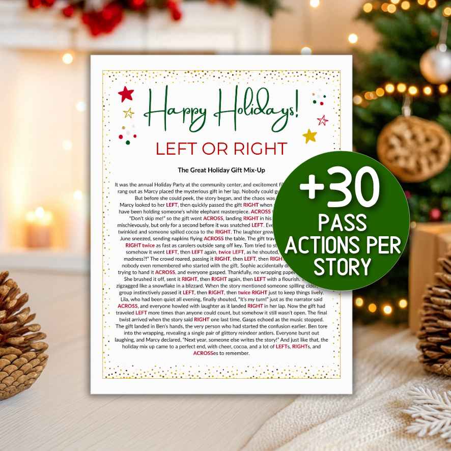 holiday left right game story printable