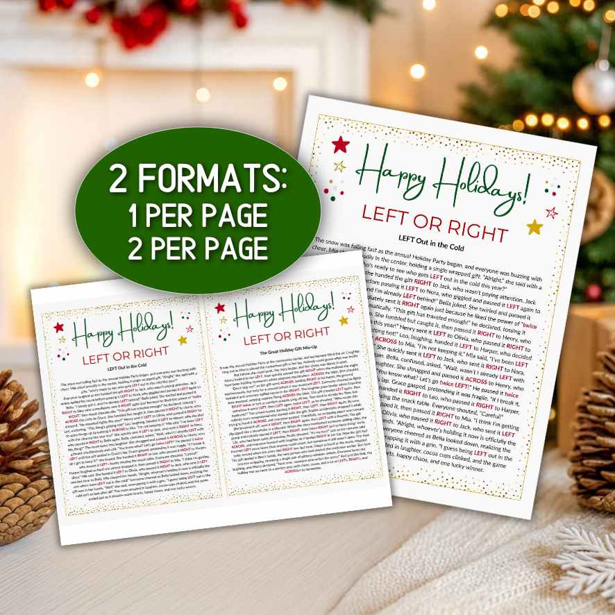 christmas left right game poem