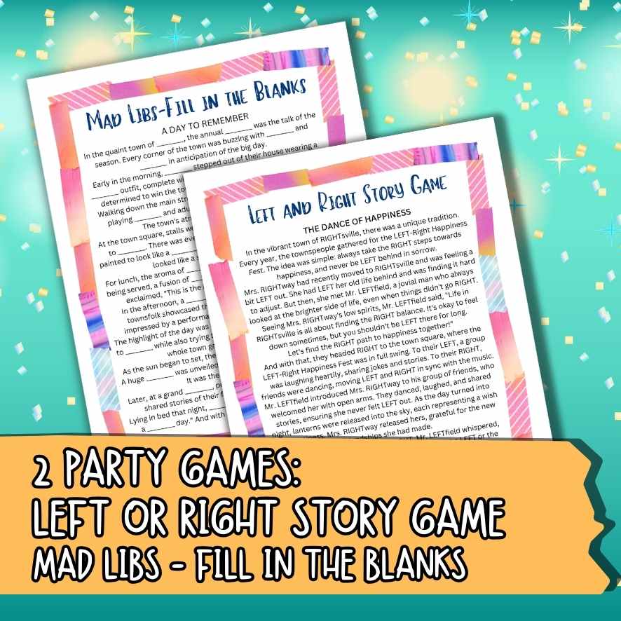 LEFT RIGHT STORY GAME AND MAD LIBS