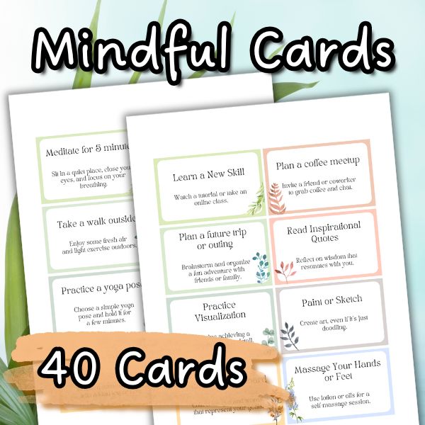 Work Wellness Cards.pdf Printable Wellness Cards | 40 Mindful Activities for Self-Care ...