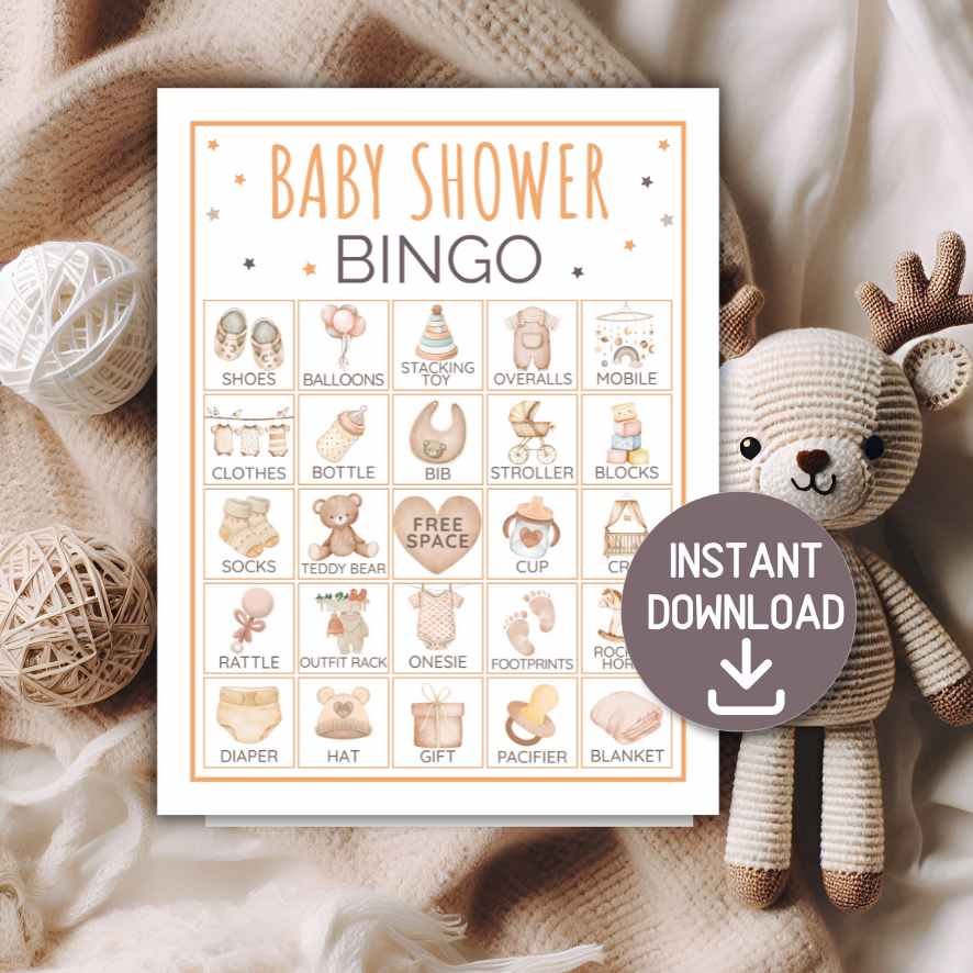 neutral baby shower bingo