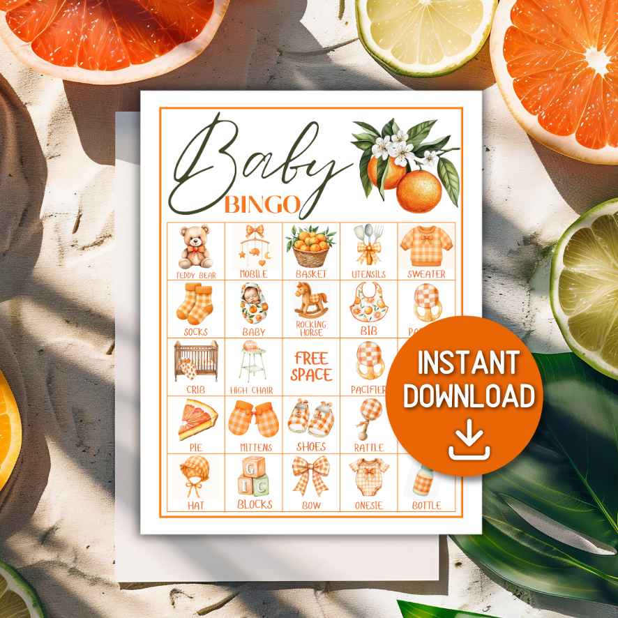 citrus orange baby bingo shower game